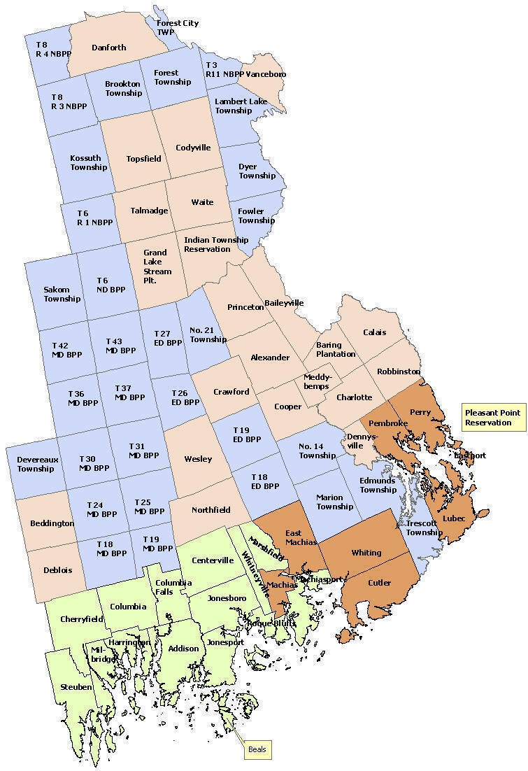 Washington County Maine Municipalities Map
